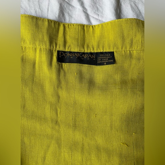 SOLD Vintage Donna Karan Halter neck Vest Medium Silk Chartreuse - Picture 6 of 13